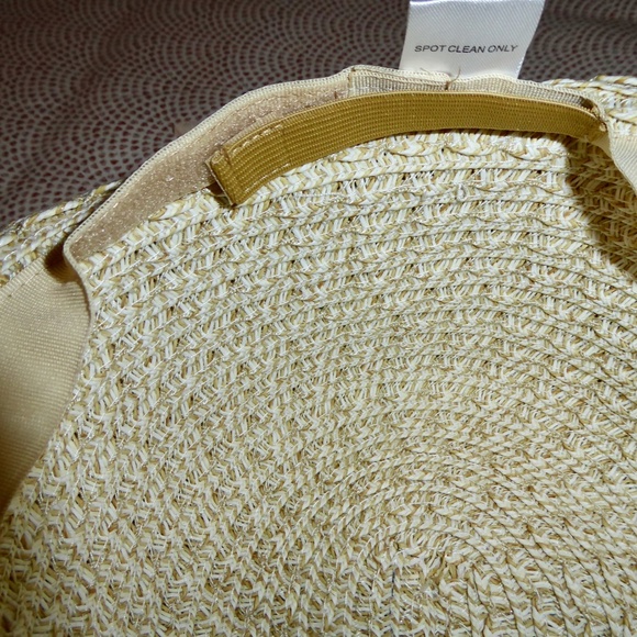 NINE WEST IVORY SUN HAT SCARF BOW FOLDED BACK FLOPPY FLIP UP O/S CREAM PACKABLE - Picture 4 of 8